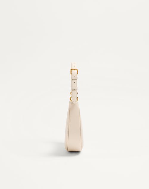 Valentino Garavani - Vlogo Signature Mini Hobo Bag In Grainy Calfskin - Light Ivory - Woman - Shoulder Bags